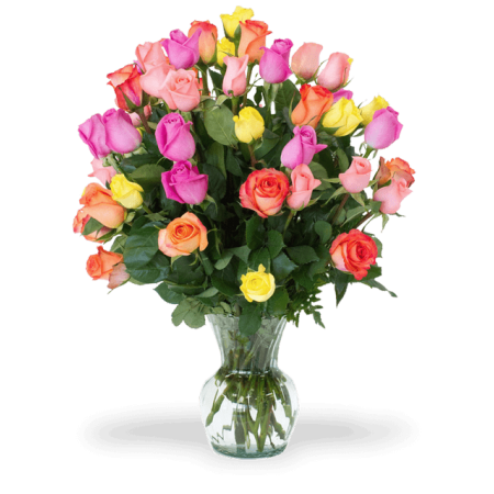 Arcobaleno boquet di rose mix color